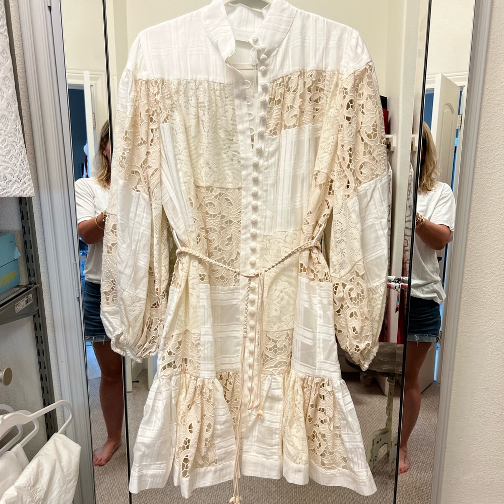 NWT Zimmermann Patchwork Lace Andie Dropwaist Mini